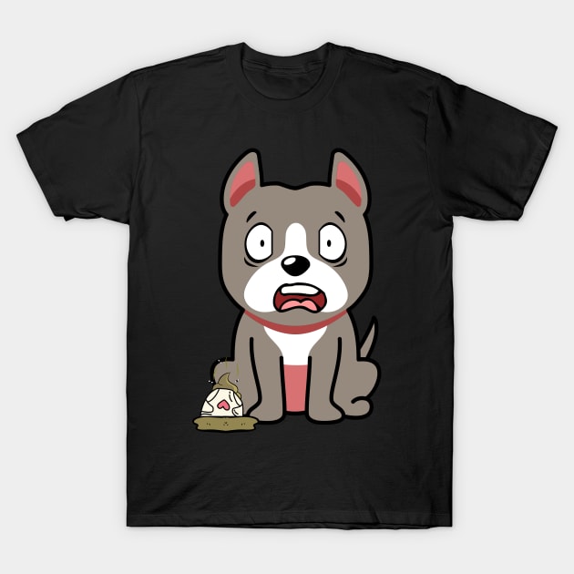 Funny grey dog steps on a dirty diaper T-Shirt by Pet Station